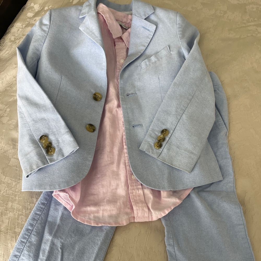 Janie and Jack blue suit with dress shirt